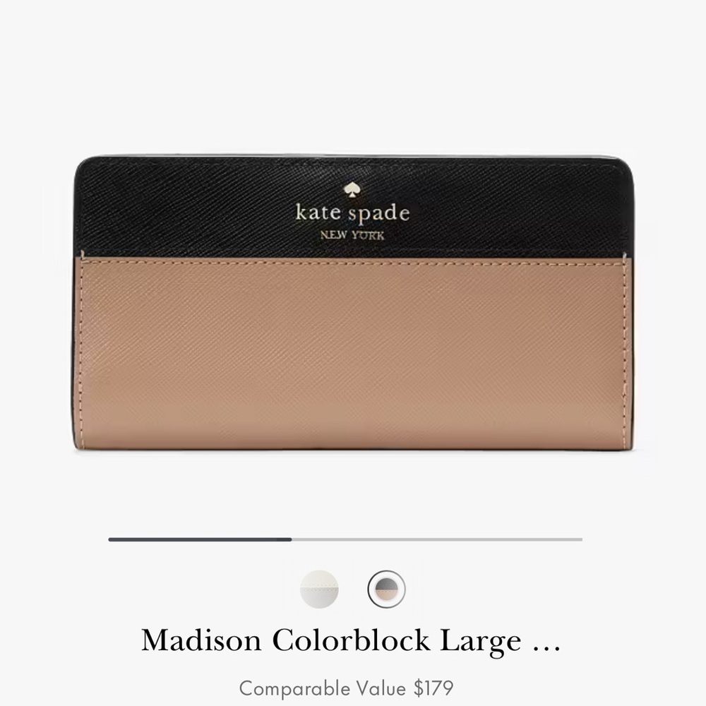 Kate Spade Black and Tan Colorblock Wallet